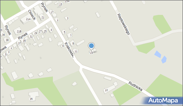 Osieck, Krakowska, 13, mapa Osieck