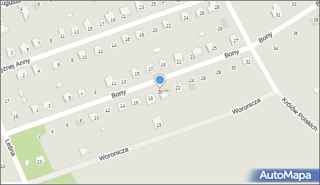 Osieck, Królowej Bony, 20, mapa Osieck