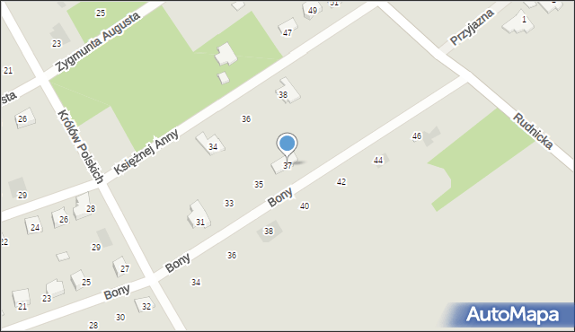 Osieck, Królowej Bony, 37, mapa Osieck