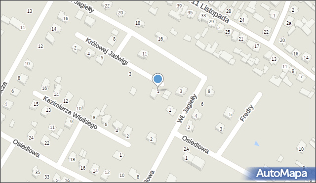 Osiek, Królowej Jadwigi, 1, mapa Osiek