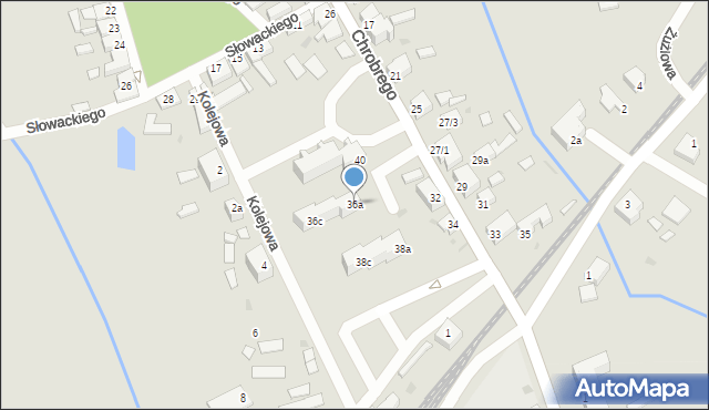 Ośno Lubuskie, Króla Bolesława Chrobrego, 36a, mapa Ośno Lubuskie