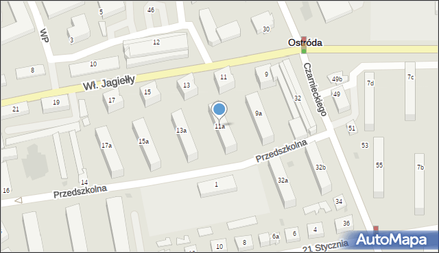 Ostróda, Króla Władysława Jagiełły, 11a, mapa Ostróda