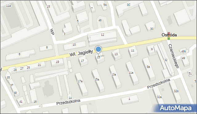 Ostróda, Króla Władysława Jagiełły, 15, mapa Ostróda