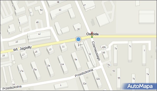 Ostróda, Króla Władysława Jagiełły, 9, mapa Ostróda