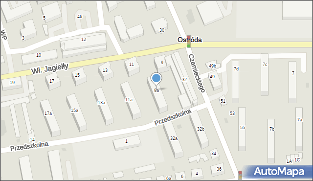 Ostróda, Króla Władysława Jagiełły, 9a, mapa Ostróda