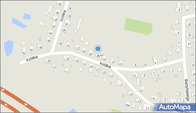 Ostróda, Krótka, 16, mapa Ostróda