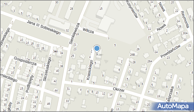 Ostrołęka, Krasickiego Ignacego, bp., 3, mapa Ostrołęka