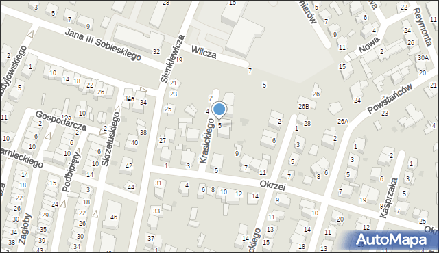 Ostrołęka, Krasickiego Ignacego, bp., 5, mapa Ostrołęka