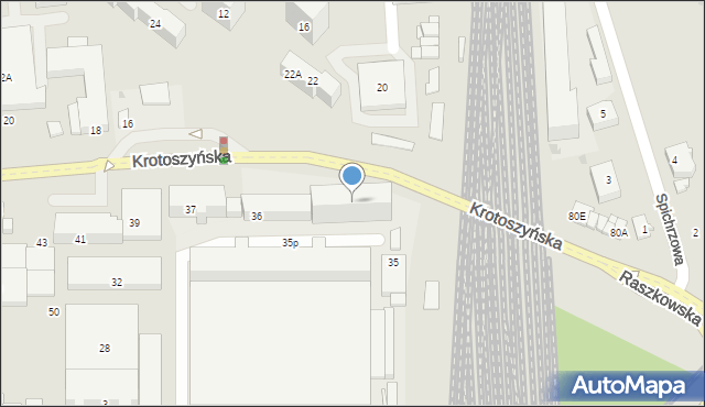 Ostrów Wielkopolski, Krotoszyńska, 35b, mapa Ostrów Wielkopolski
