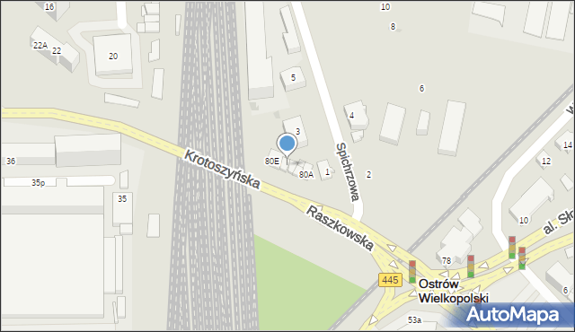 Ostrów Wielkopolski, Krotoszyńska, 80D, mapa Ostrów Wielkopolski