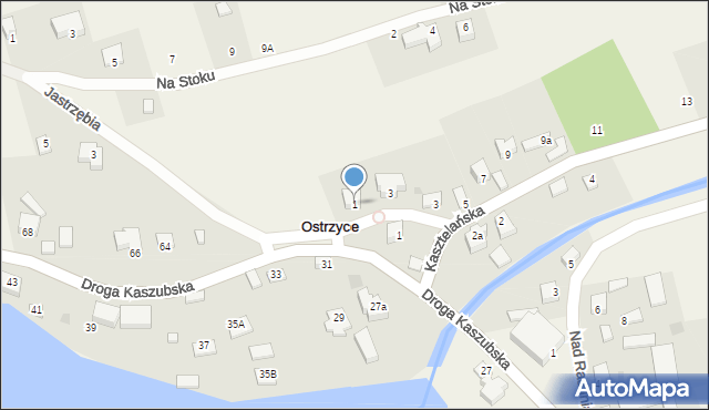 Ostrzyce, Krótka, 1, mapa Ostrzyce