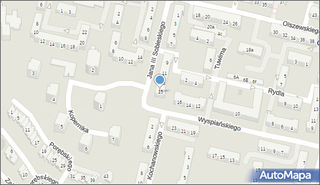 Oświęcim, Króla Jana III Sobieskiego, 15, mapa Oświęcimia