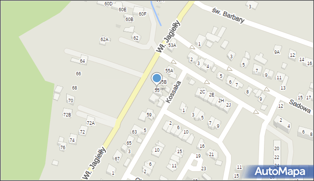 Oświęcim, Króla Władysława Jagiełły, 55, mapa Oświęcimia