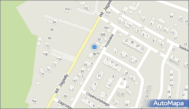 Oświęcim, Króla Władysława Jagiełły, 59, mapa Oświęcimia