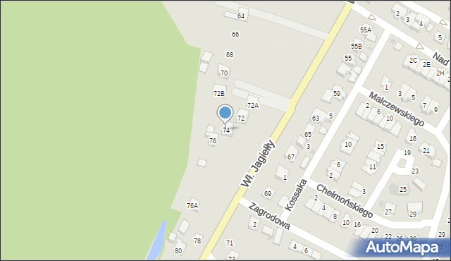 Oświęcim, Króla Władysława Jagiełły, 74, mapa Oświęcimia