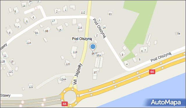 Oświęcim, Króla Władysława Jagiełły, 95, mapa Oświęcimia