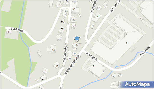 Oświęcim, Królowej Jadwigi, 32, mapa Oświęcimia