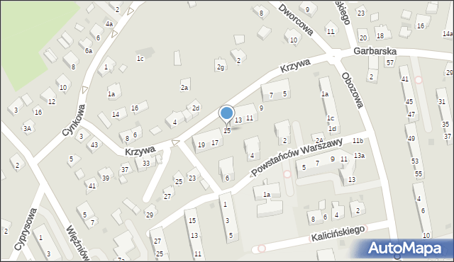 Oświęcim, Krzywa, 15, mapa Oświęcimia