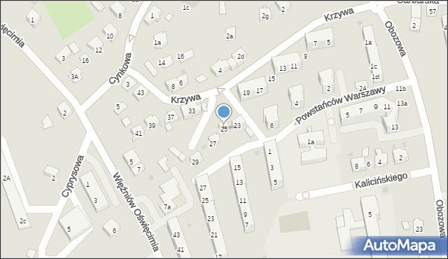 Oświęcim, Krzywa, 25, mapa Oświęcimia