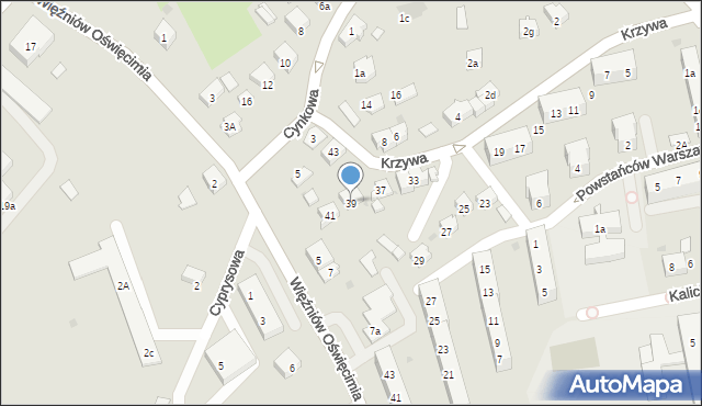 Oświęcim, Krzywa, 39, mapa Oświęcimia