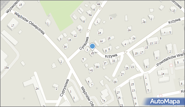 Oświęcim, Krzywa, 43, mapa Oświęcimia