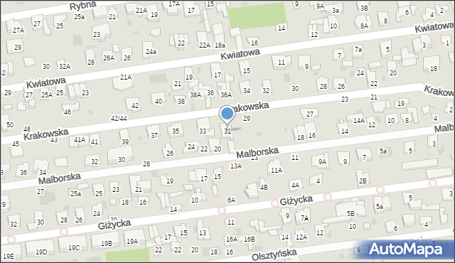 Otwock, Krakowska, 31, mapa Otwock