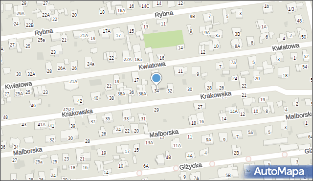 Otwock, Krakowska, 34, mapa Otwock