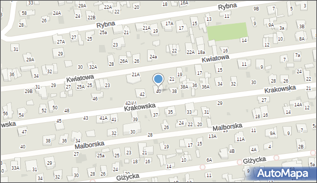 Otwock, Krakowska, 40, mapa Otwock