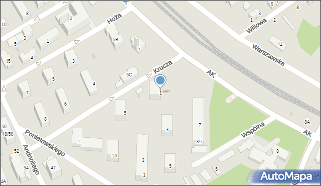 Otwock, Krucza, 1, mapa Otwock