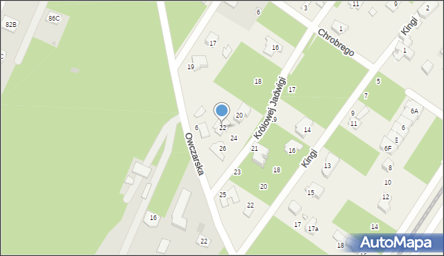 Owczarnia, Królowej Jadwigi, 22, mapa Owczarnia