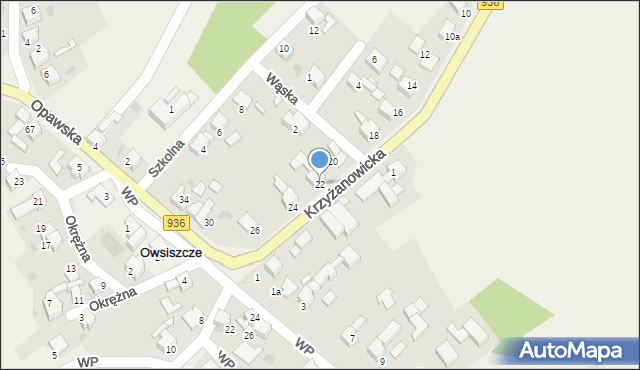 Owsiszcze, Krzyżanowicka, 22, mapa Owsiszcze