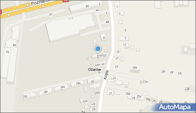 Ożarów Mazowiecki, Kręta, 12, mapa Ożarów Mazowiecki