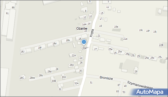 Ożarów Mazowiecki, Kręta, 20A, mapa Ożarów Mazowiecki