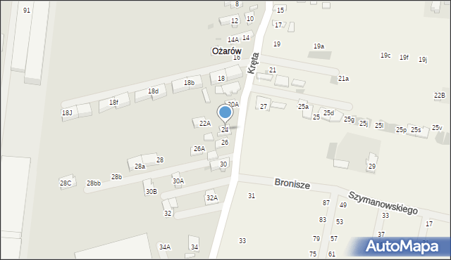 Ożarów Mazowiecki, Kręta, 24, mapa Ożarów Mazowiecki