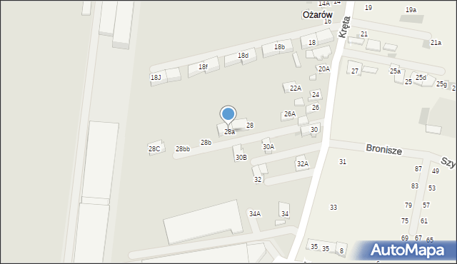 Ożarów Mazowiecki, Kręta, 28a, mapa Ożarów Mazowiecki