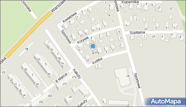 Ozimek, Krótka, 8, mapa Ozimek