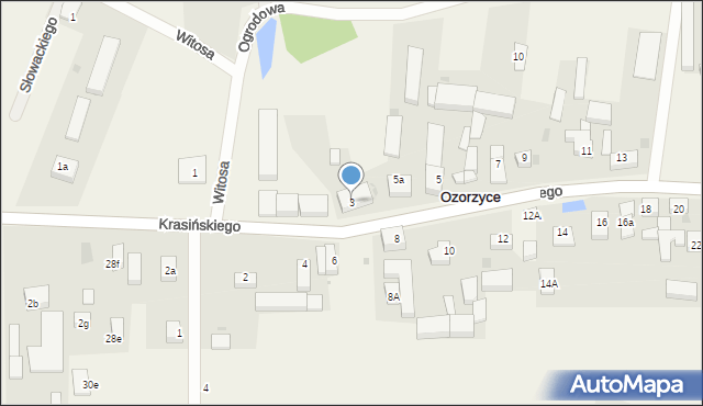 Ozorzyce, Krasińskiego Zygmunta, 3, mapa Ozorzyce