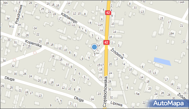 Pajęczno, Krótka, 3, mapa Pajęczno