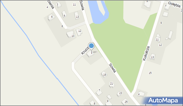 Pamiątkowo, Krucza, 1, mapa Pamiątkowo