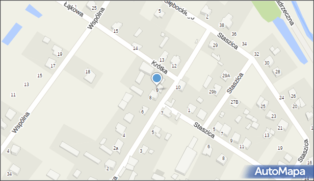 Panki, Krótka, 9, mapa Panki