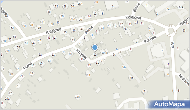 Parczew, Krzywa, 12, mapa Parczew