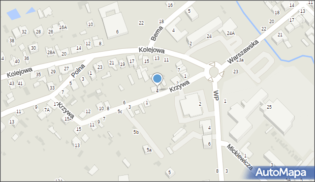 Parczew, Krzywa, 4, mapa Parczew