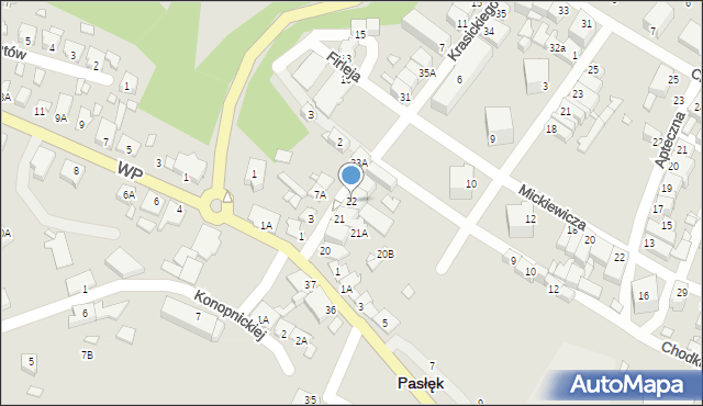 Pasłęk, Krasickiego Ignacego, bp., 22, mapa Pasłęk