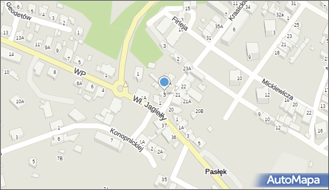 Pasłęk, Krasickiego Ignacego, bp., 3, mapa Pasłęk