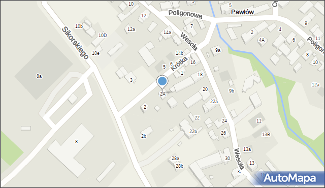 Pawłów, Krótka, 2A, mapa Pawłów