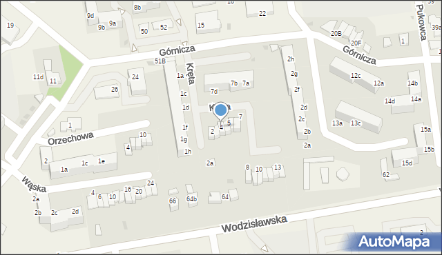 Pawłowice, Kręta, 4, mapa Pawłowice