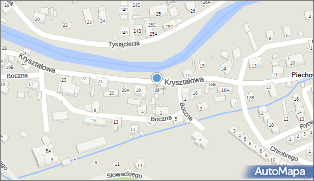 Piechowice, Kryształowa, 18, mapa Piechowice