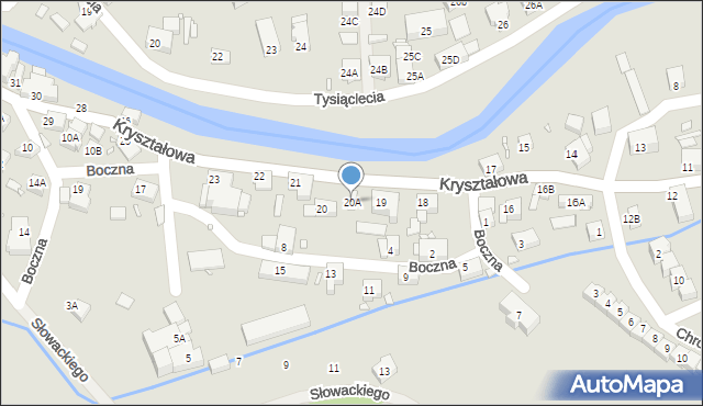 Piechowice, Kryształowa, 20A, mapa Piechowice