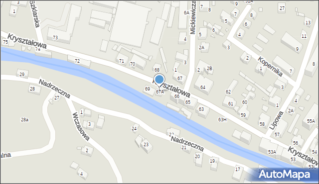 Piechowice, Kryształowa, 67A, mapa Piechowice