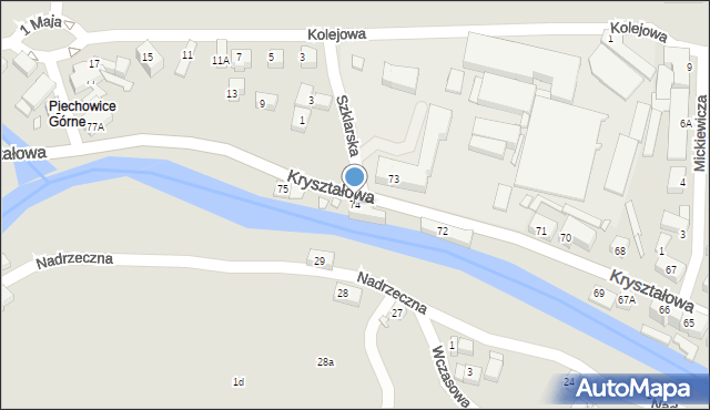 Piechowice, Kryształowa, 74, mapa Piechowice